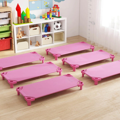 Costway Pack of 6 Kids Stackable Naptime Cot 52'' L x 23'' W Daycare Rest Mat Blue