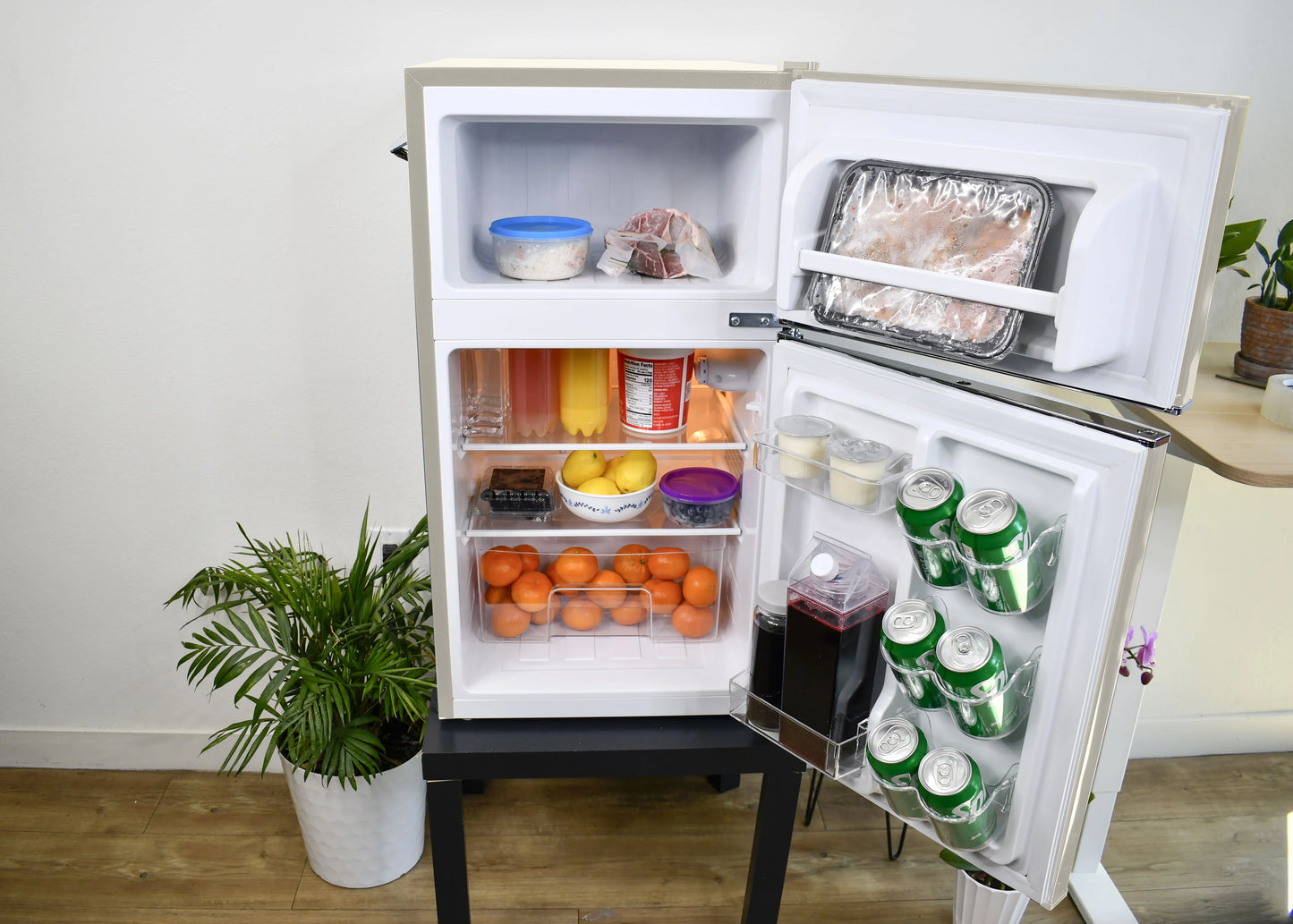 Frigidaire, 3.1 Cu. Ft. 2 Door Retro Compact Refrigerator , Built-In Side Bottle Opener, Cream