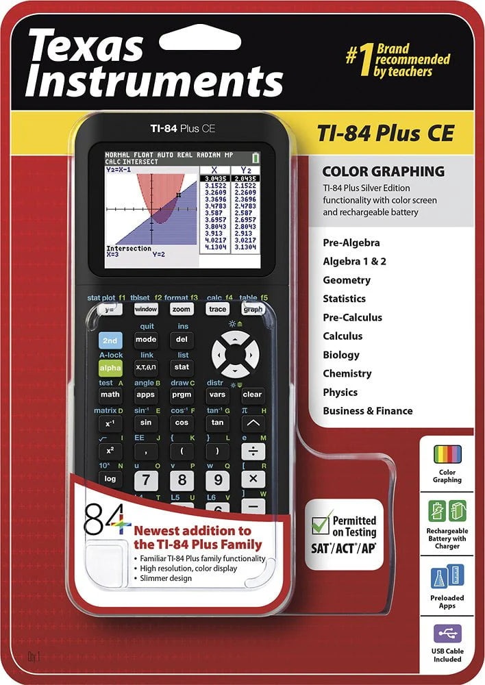 Texas Instruments TI-84 Plus CE Graphing Calculator, Matte Black