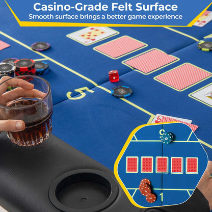 Costway 8 Players Card Board Game Table with 8 Cup Holders Casino-Grade Felt Surface Green