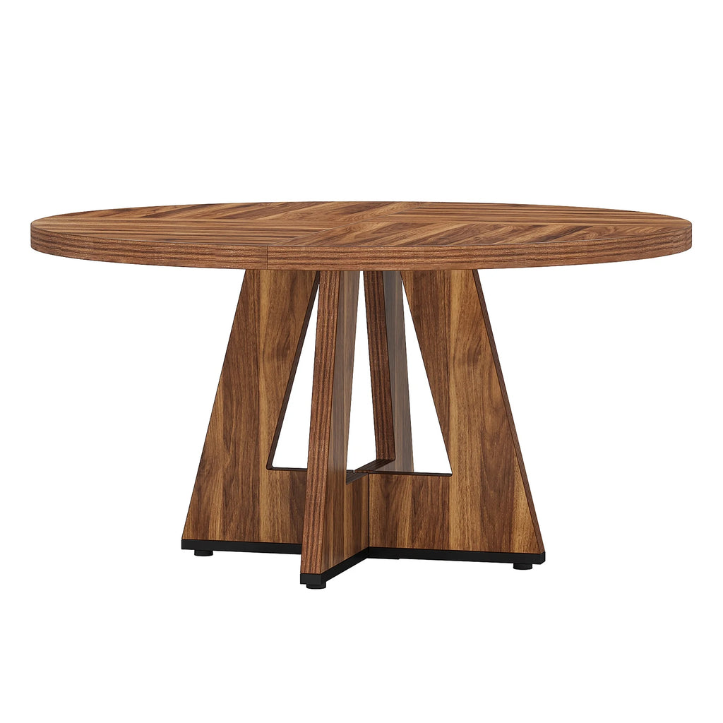MAYEERTY Round Dining Table for 4, 47" Wood Kitchen Table Farmhouse Dinner Table