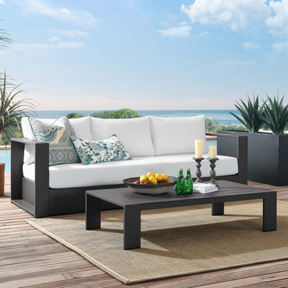 Lounge Sofa Table Set, Grey Gray, Aluminum, Metal, Fabric, Modern Contemporary, Outdoor Patio Balcony Cafe Bistro Garden Furniture Hotel Hospitality