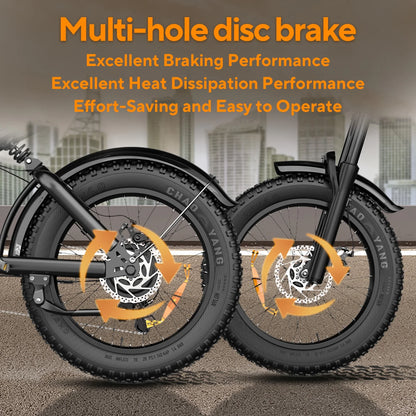 Electric Bike for Adults 20" Fat Tire, Max 32MPH Ebike, 1500W Peak E-Mountain Bike 48V 15Ah UL2849