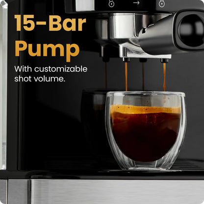 Chefman CraftBrew Espresso Machine w/ Steam Wand and Touch Controls �C Stainless Steel