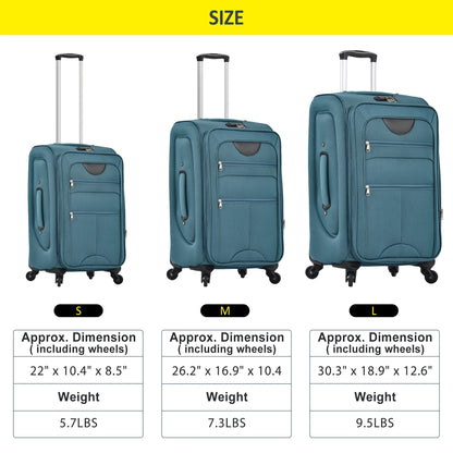 EUROCO 3 Piece Softside Luggage Set,Expandable Suitcase Set with TSA Lock and Spinner Wheels,Lightweight Suitcase for Men Women(20",24",28"),Black