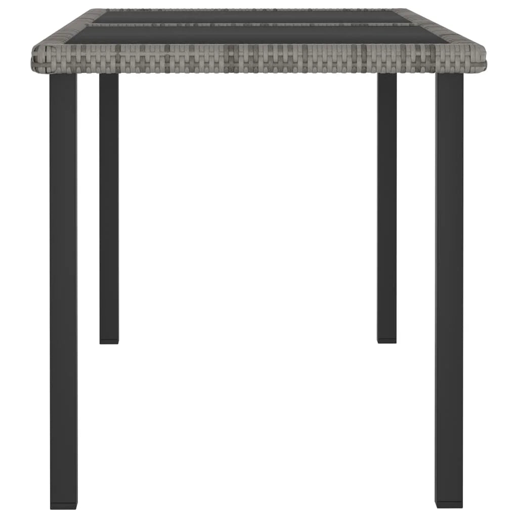 vidaXL Outdoor Dining Table Garden Porch Patio Table with Glass Top PE Rattan