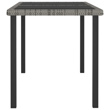vidaXL Outdoor Dining Table Garden Porch Patio Table with Glass Top PE Rattan