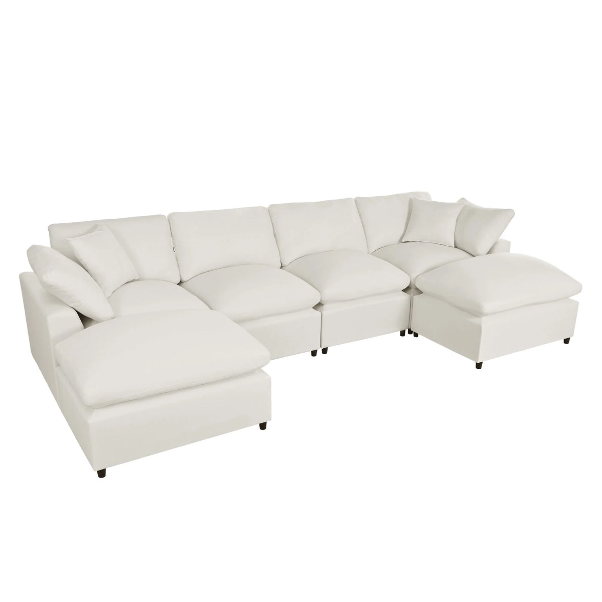 Harper & Bright Designs Convertible Modular Sectional Sofa with 2 Removable Ottomans & Pillows, Large U Shape Cloud Couch with Reversible Chaise for Living Room, Grey