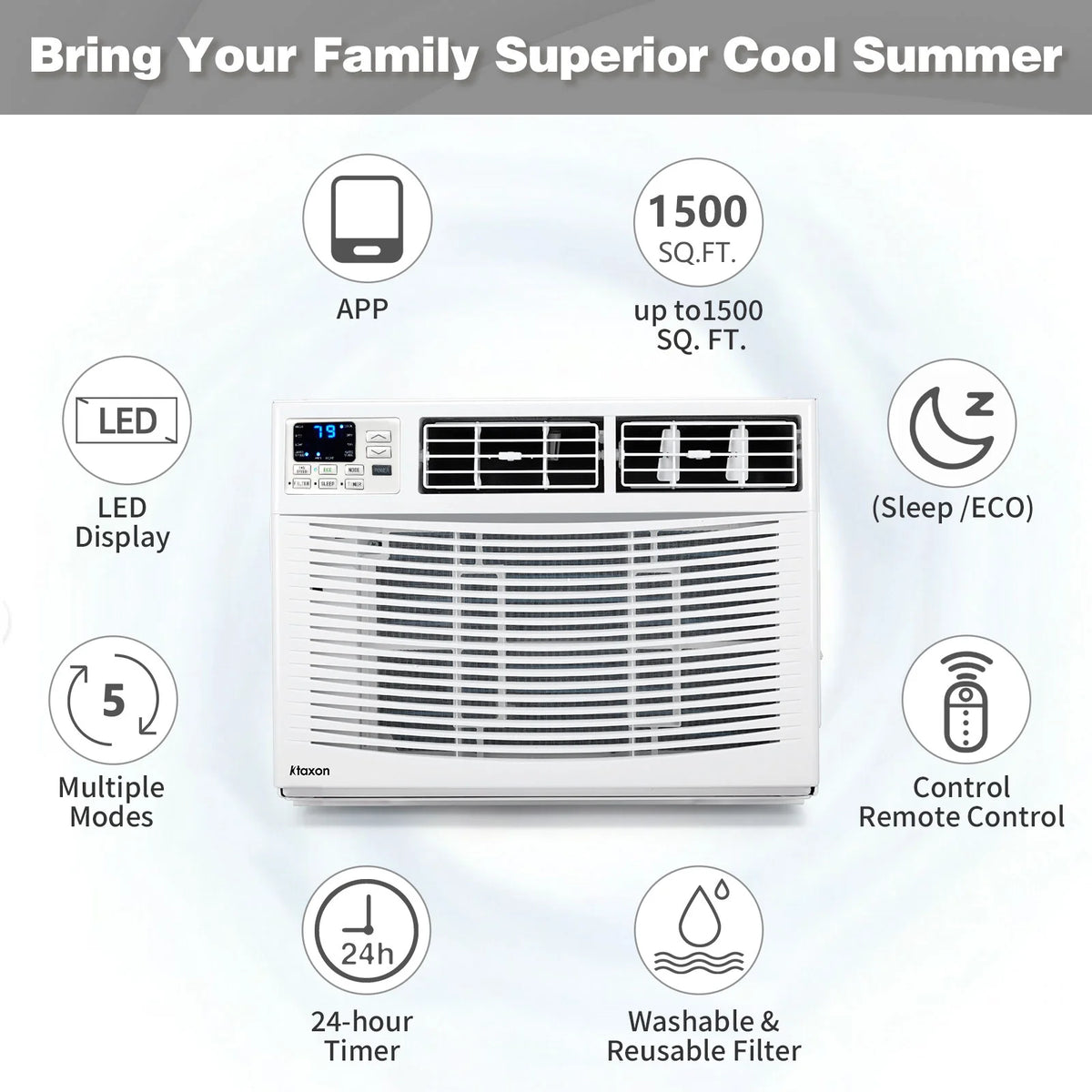 Ktaxon WiFi Enabled 8000 BTU Heat And Cool Window Air Conditioner With Wifi Controls