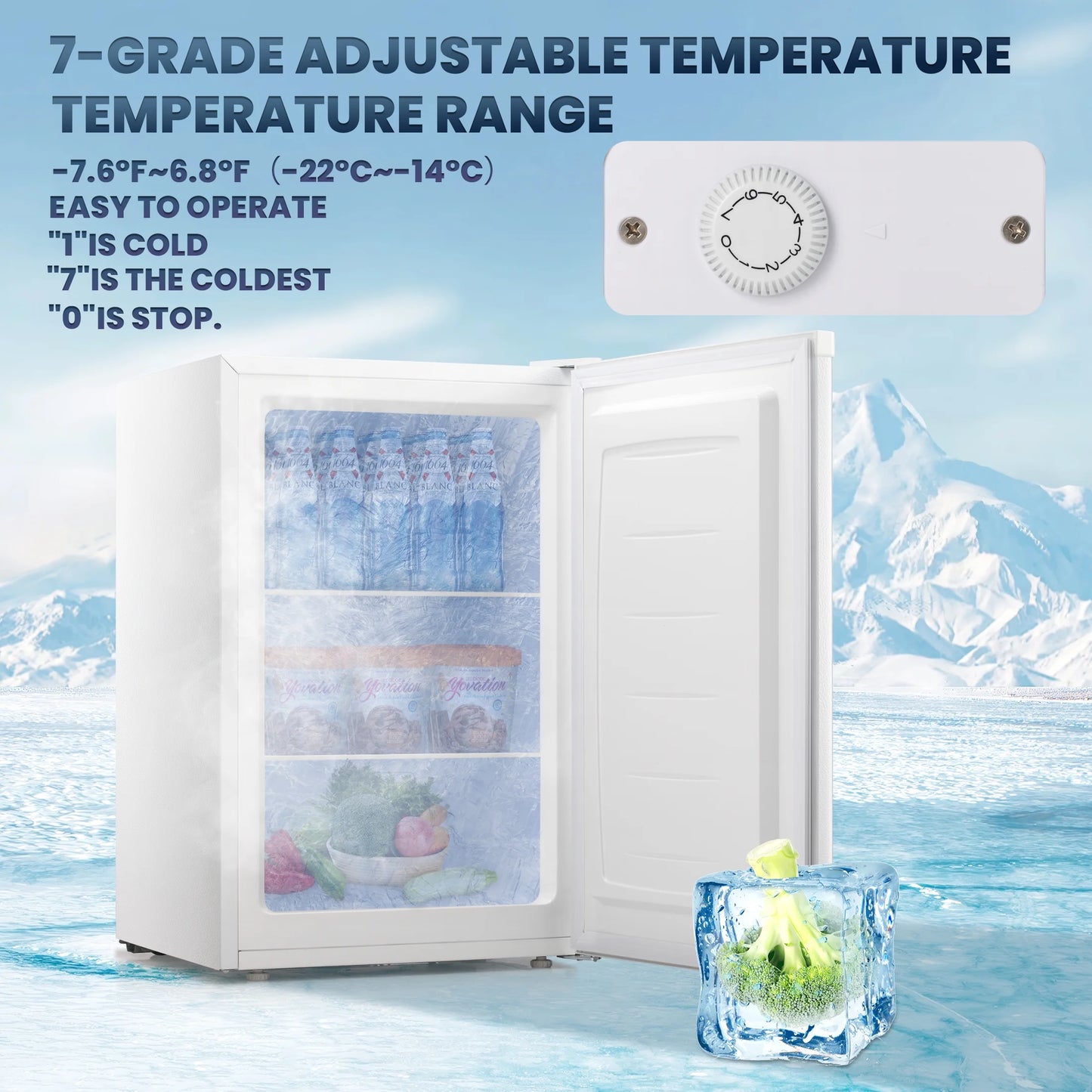 Electactic Upright Freezer, Energy Saving 3.0 Cu.ft Single Door Compact Upright Freezer with Reversible Door(Black)