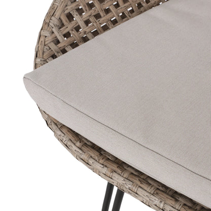 Verano Wicker and Metal Outdoor Barstools with Cushion, Set of 4, Mixed Brown and Beige