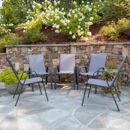 Flash Furniture 5 Pack Brazos Series Brown Outdoor Stack Chair with Flex Comfort Material and Metal Frame