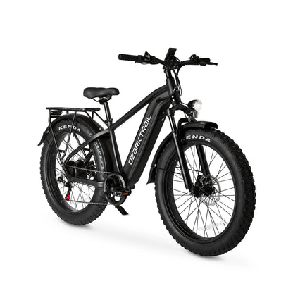 26" Ozark Trail M.3 Ranger+ Electric Fat Tire Bike, 48V, Class 2, Black, Fits Riders 5'2" - 6'1", Adult