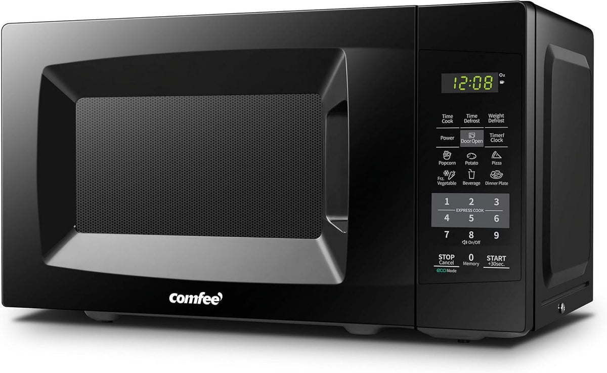 Countertop Microwave with Sound On/Off, Eco Mode, and Convenient One-Touch Button, 0.7 Cubic Foot, White