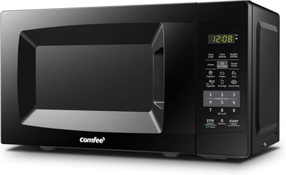Countertop Microwave with Sound On/Off, Eco Mode, and Convenient One-Touch Button, 0.7 Cubic Foot, White