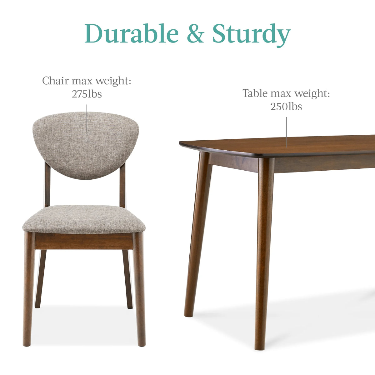 Best Choice Products 5-Piece Compact Wooden Mid-Century Modern Dining Set w/ 4 Chairs, Padded Seat & Back - Walnut/Cream