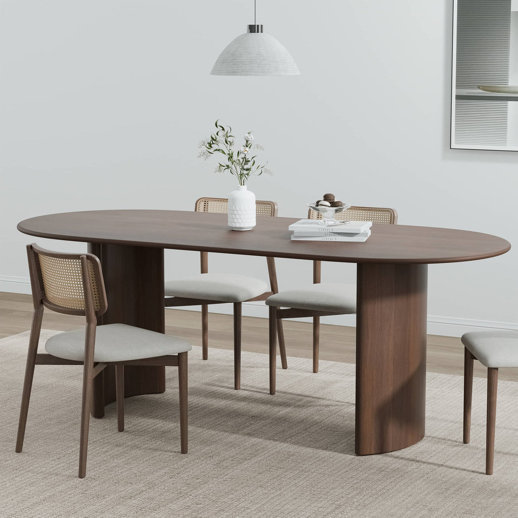 Haiden 67"x33.5" Soild Wood Dining Table Oval Kitchen Table, Walnut