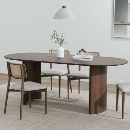 Haiden 67"x33.5" Soild Wood Dining Table Oval Kitchen Table, Walnut