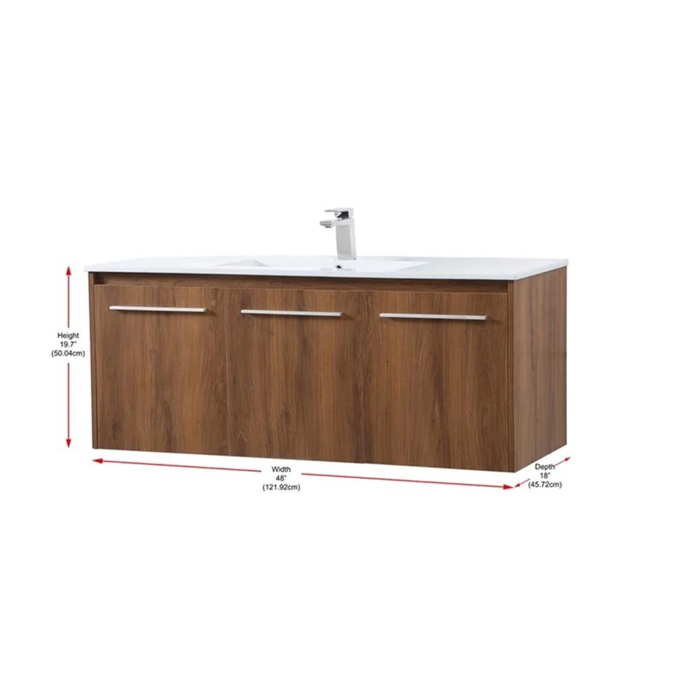 Elegant Kitchen and Bath 48 Inch  Single Bathroom Floating Vanity In Concrete Grey