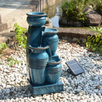 Teamson Home 28.74" Solar Water Fountain with LED Lights, Navy