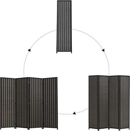 JOSTYLE 4-Panel Room Divider 6ft Tall Extra Wide Folding Privacy Screen with Diamond Double-Weave Divider for Room Separation Freestanding Red Brown