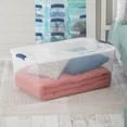 Sterilite 105 Quart Latch Box, Clear Plastic Storage Bin with Clear Lid, Blue, 4 Count