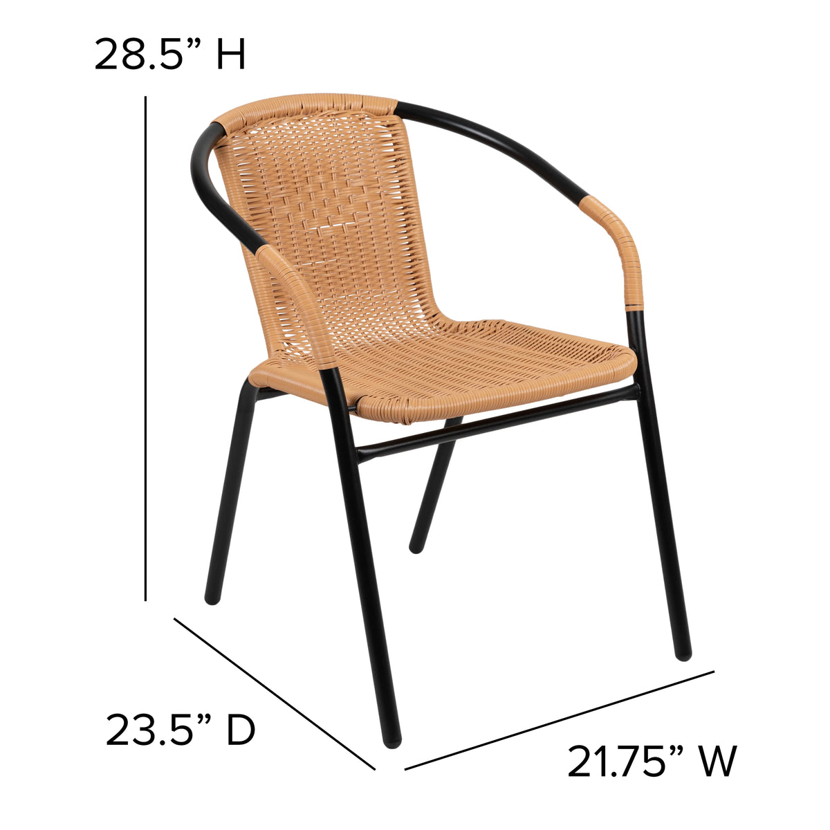 Emma + Oliver Indoor/Outdoor Stacking Rattan Restaurant Patio Chairs, Set of 2, Gray