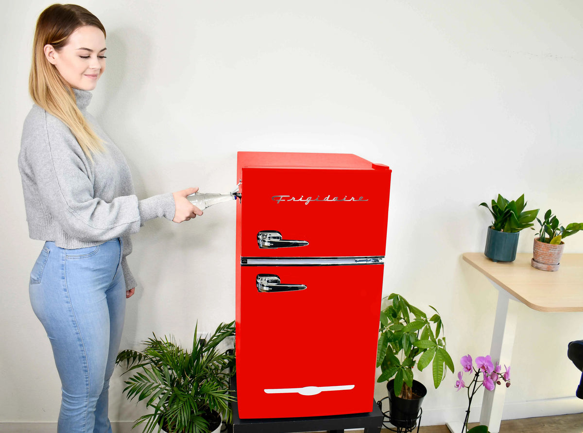 Frigidaire Retro 3.1 Cu ft Two Door Compact Refrigerator with Freezer, Red