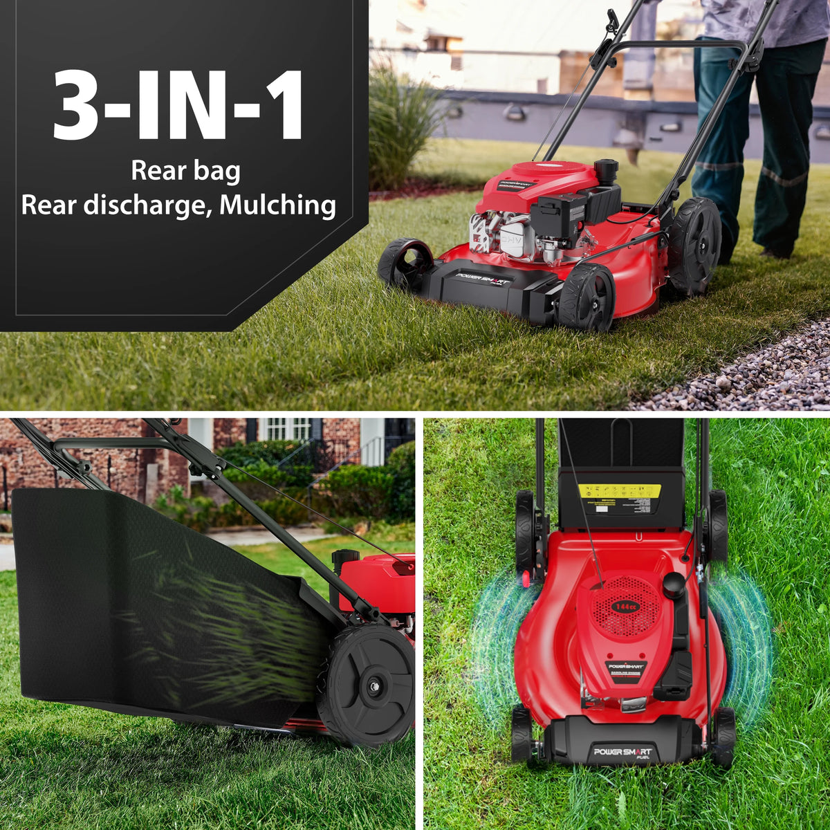 PowerSmart 21" 144CC Push Lawn Mower, with Six Cutting Heights