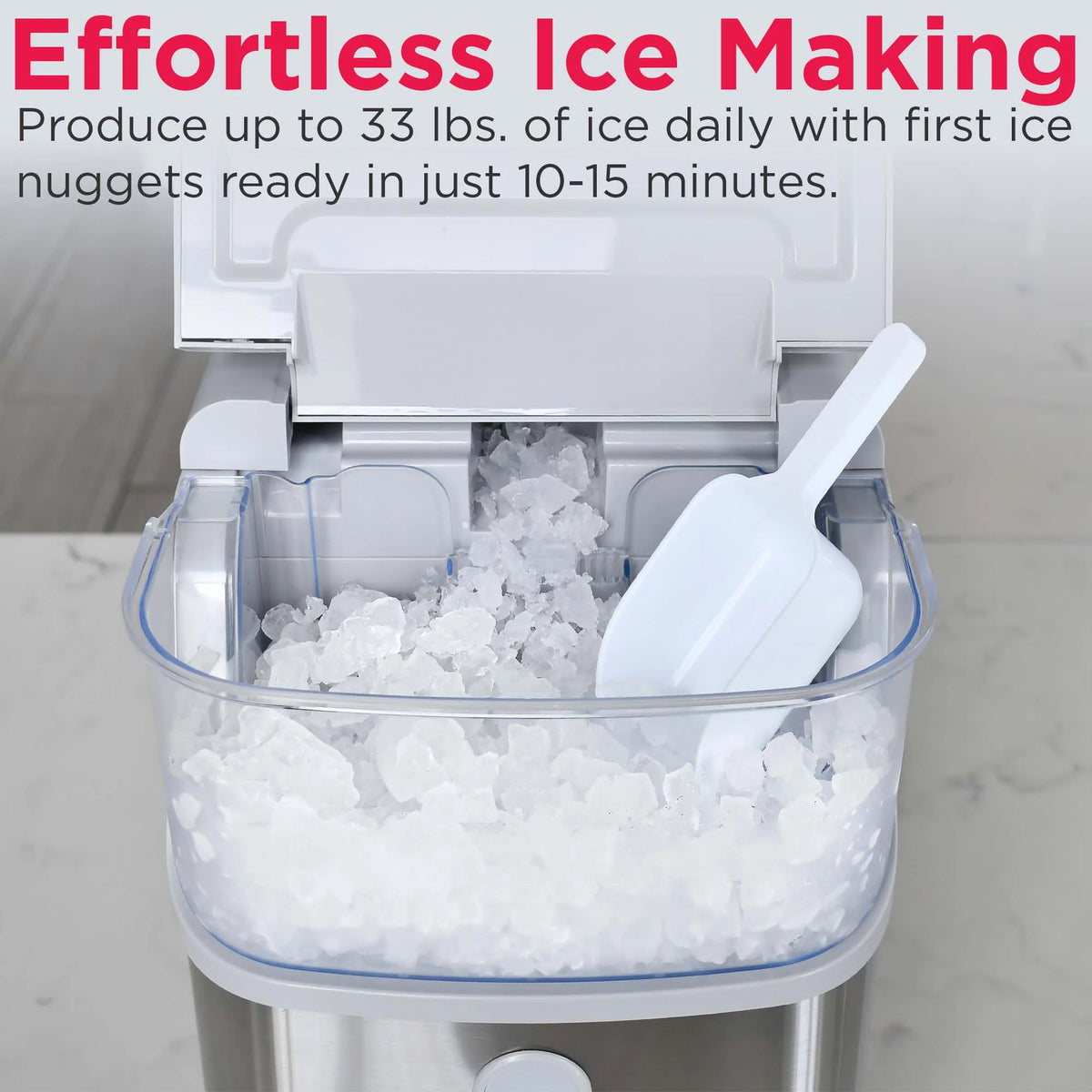 Frigidaire, 33 Lbs. Nugget Ice Maker, Black Stainless Steel, EFIC228