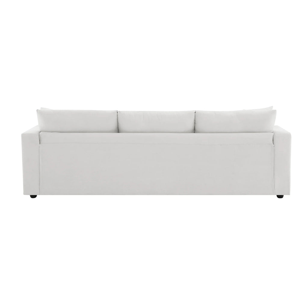 Harper & Bright Designs Modern Sectional Sofa 3 Seat Couch with Ottoman, Upholstered L Shaped Cloud Couch for Small Space Apartment Office, White