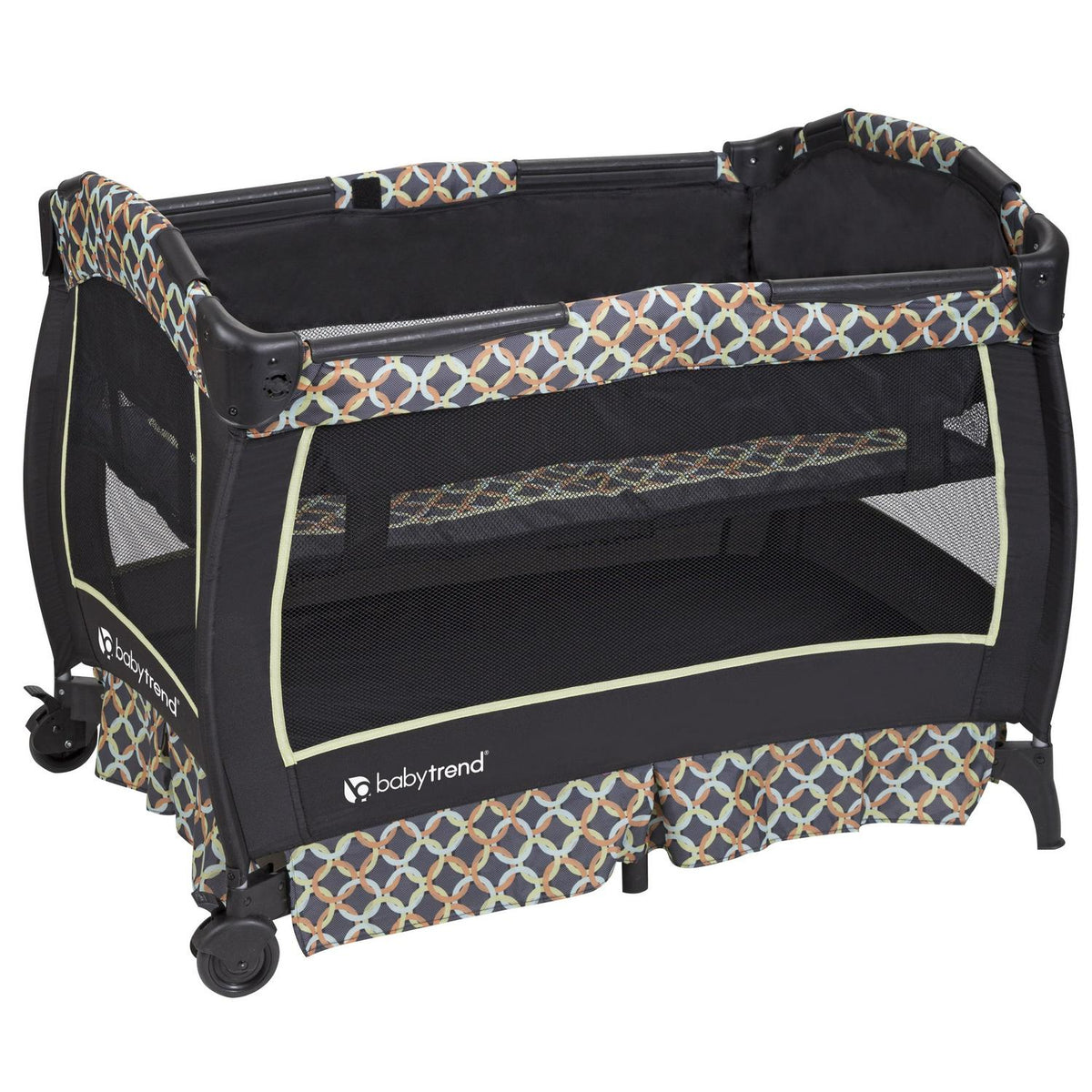 Baby Trend Twins Nursery Center Playard with Travel Bag - Circle Tech Multi-Color Black
