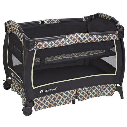 Baby Trend Twins Nursery Center Playard with Travel Bag - Circle Tech Multi-Color Black