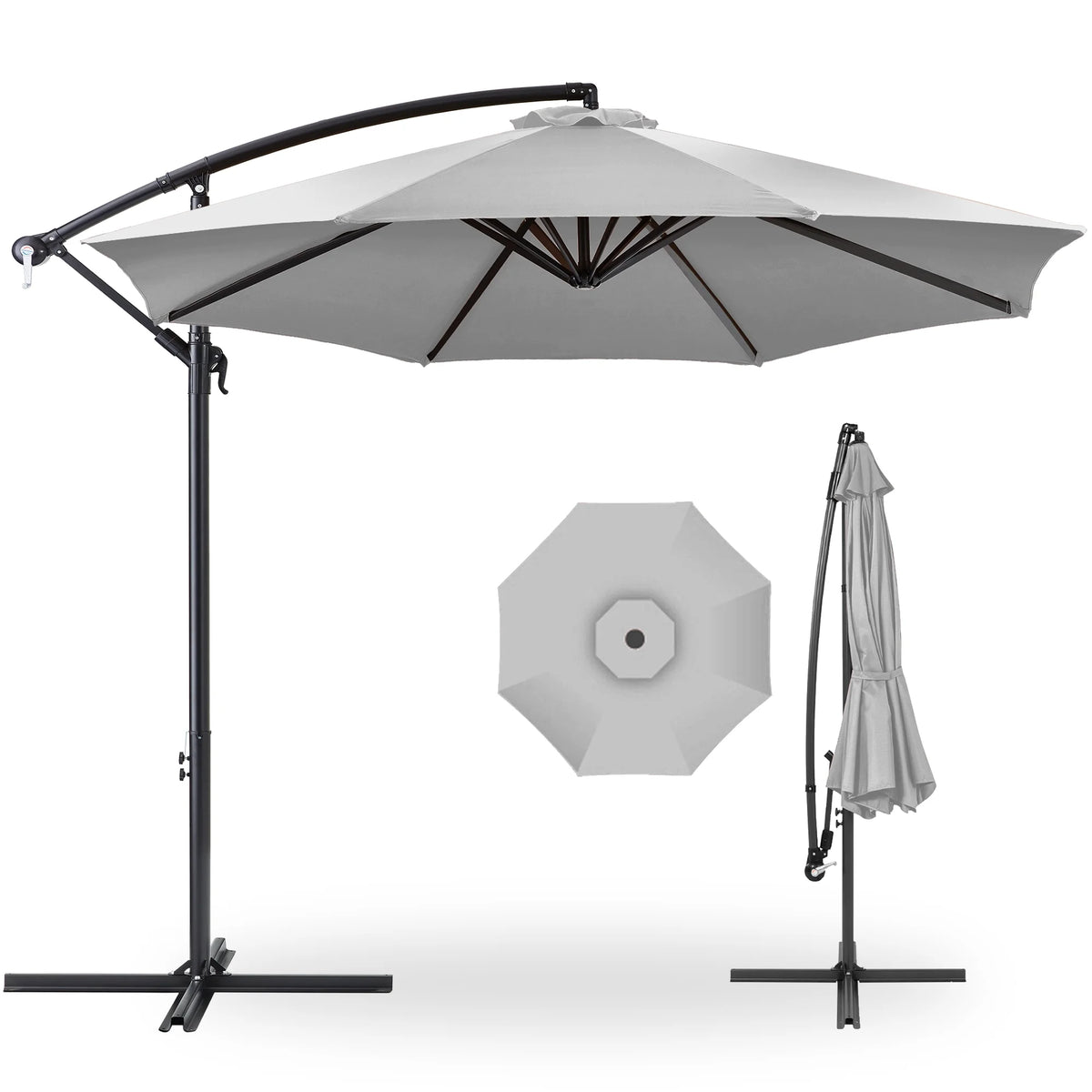 Best Choice Products 10ft Offset Hanging Outdoor Market Patio Umbrella w/ Easy Tilt Adjustment - Tan