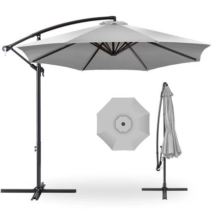 Best Choice Products 10ft Offset Hanging Outdoor Market Patio Umbrella w/ Easy Tilt Adjustment - Tan