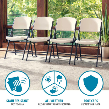 Lifetime 4 60 inch Round Folding Tables with 32 Folding Chairs - Almond
