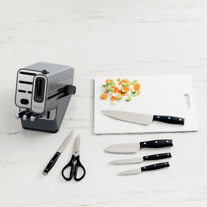 Ninja Foodi NeverDull 10-Piece Stainless Steel Essential Knife System with Sharpener, K12010 Black/Gray
