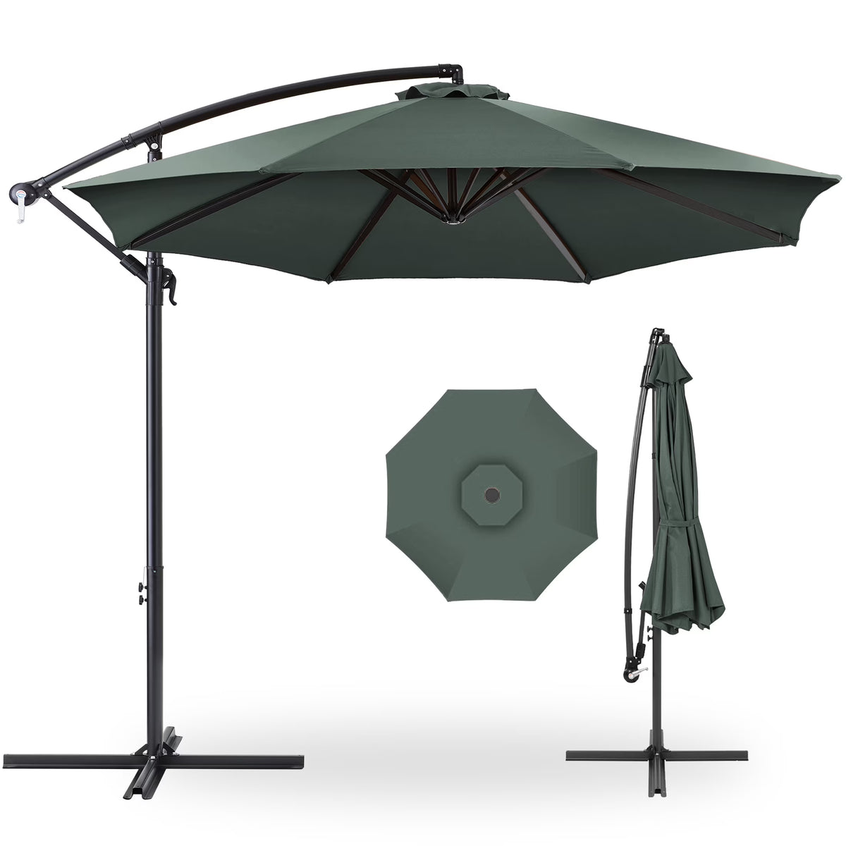 Best Choice Products 10ft Offset Hanging Outdoor Market Patio Umbrella w/ Easy Tilt Adjustment - Tan