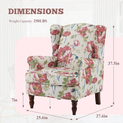 EROMMY Upholstered Accent Chair, Floral Print Fabric Armchair