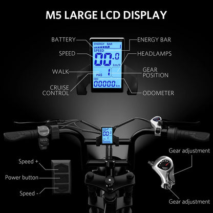 VTOKW Electric Bike for Adults,1000W Peak Motor Adult Electric Bicycle,48V 15.6Ah Battery,Up to 31MPH,20'' Fat Tire Ebike,Dual Disc Brakes Mountain Bike for Cycling,7 Speed E Bike,E-bike UL2849