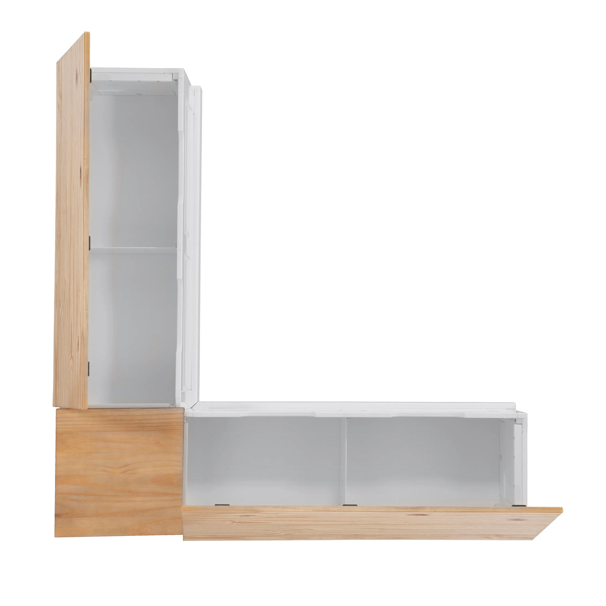 Linon Nook Bench Collection L-Shaped Wood Farmhouse Breakfast Bench with Hidden Storage, White
