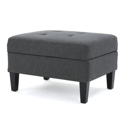 Noble House Sahara Fabric Storage Ottoman, Dark Grey