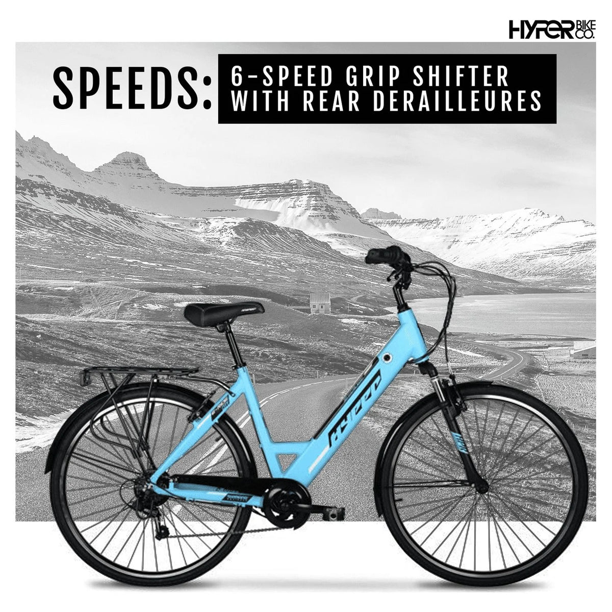 Hyper Bicycles E-Ride 700C 36V Electric Commuter E-Bike for Adults, Pedal-Assist, 250W Motor, Blue