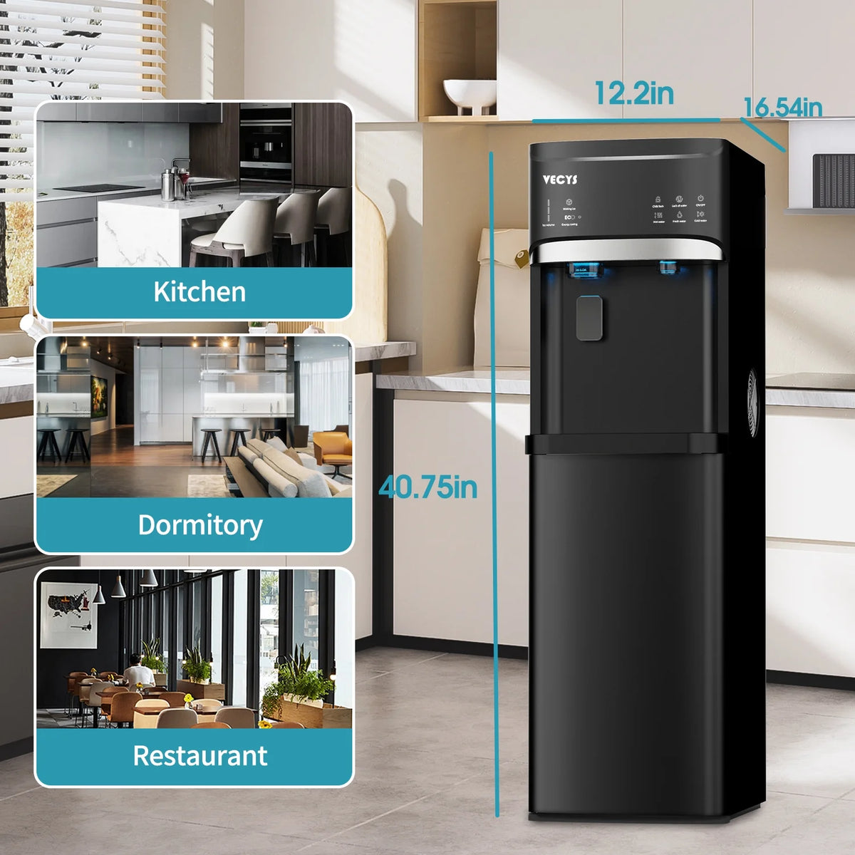 VECYS 5 gal Water Dispenser with Ice Maker, Self-clean & Child Lock