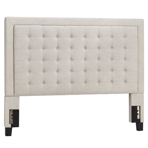 Weston Home Aurelia Square Button-Tufted Upholstered Queen Headboard, Beige