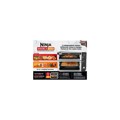 Ninja 10-in-1 Air Fryer, Double Door Toaster Oven with FlexDoor, FlavorSeal & Smart Finish, Rapid Top Convection and Air Fry Bottom, Bake, Toast, Air Fry, Pizza and More, Stainless Steel, DCT400