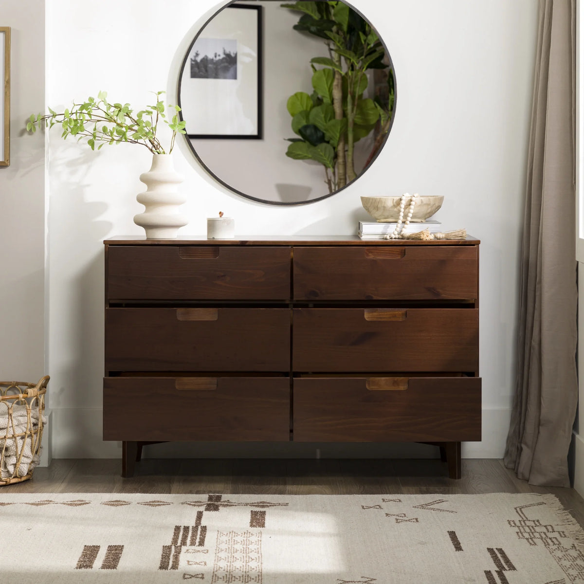 Walker Edison Sonoma 6-Drawer Solid Wood Caramel Dresser