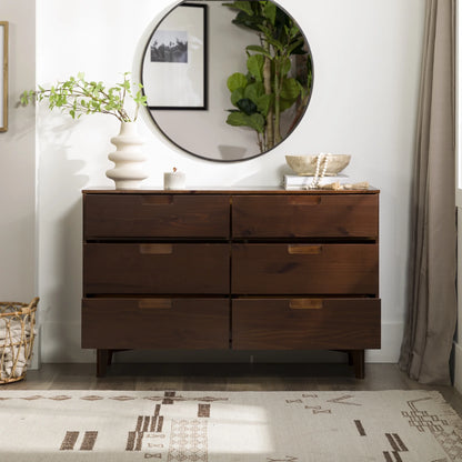 Walker Edison Sonoma 6-Drawer Solid Wood Caramel Dresser