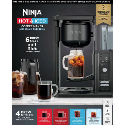 Ninja Hot & Iced Coffee Maker, Single Serve to 10 Cup Carafe, Drip, Rapid Cold Brew, CM360 Black