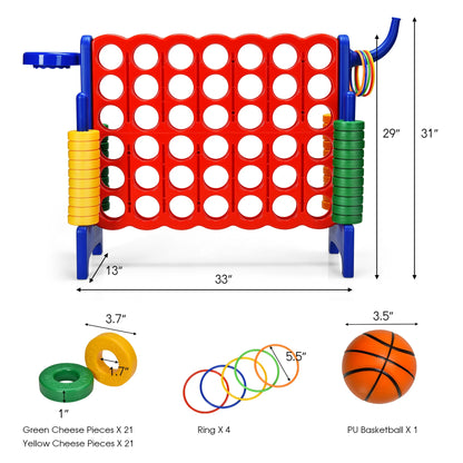 Costway Giant 4 in A Row Jumbo 4-to-Score Game Set W/Storage Carrying Bag for Kids Adult